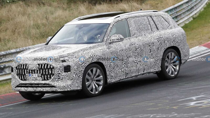 audi q9 spy shots front angle