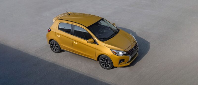 2022 mitsubishi mirage aerial view sand yellow metallic