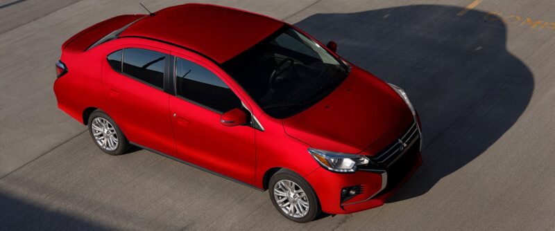 2023 mitsubishi sedan red overhead view